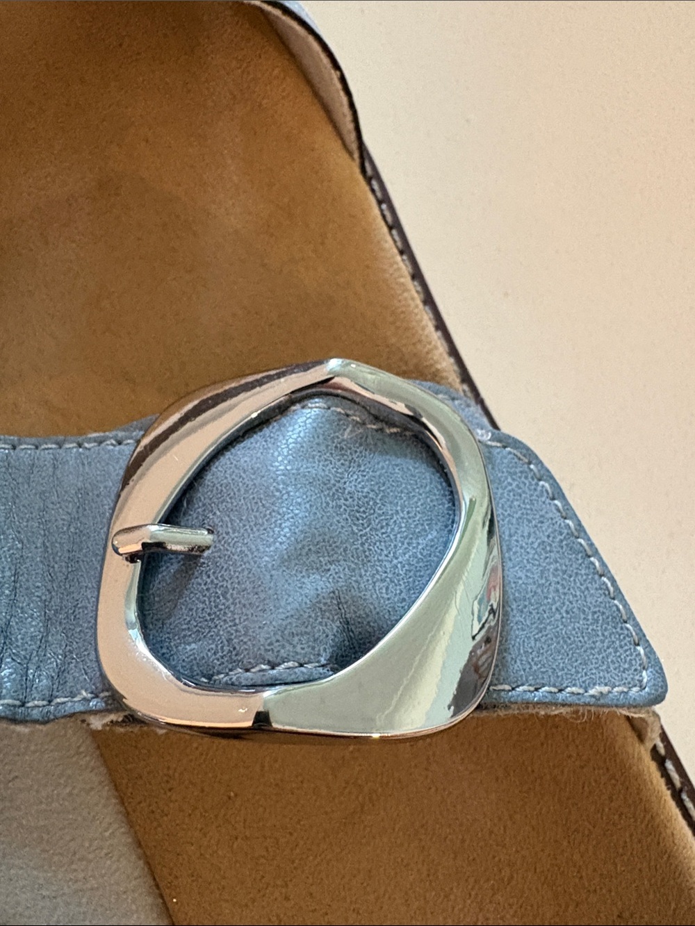 Women's Remonte Light Blue Metallic Slide Sandals with Buckle Size 41 Euro - Picture 6 of 10